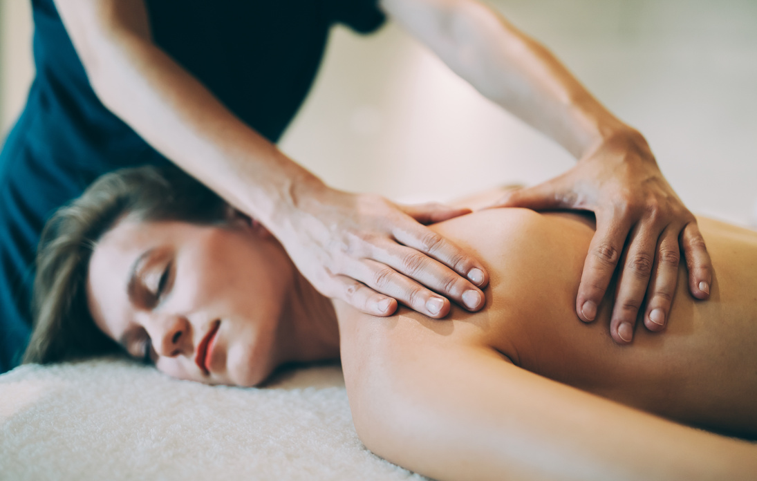 Stress relieving massage by therapist